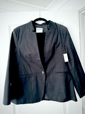 Old Navy Black Women's Single-Button Notchless Blazer